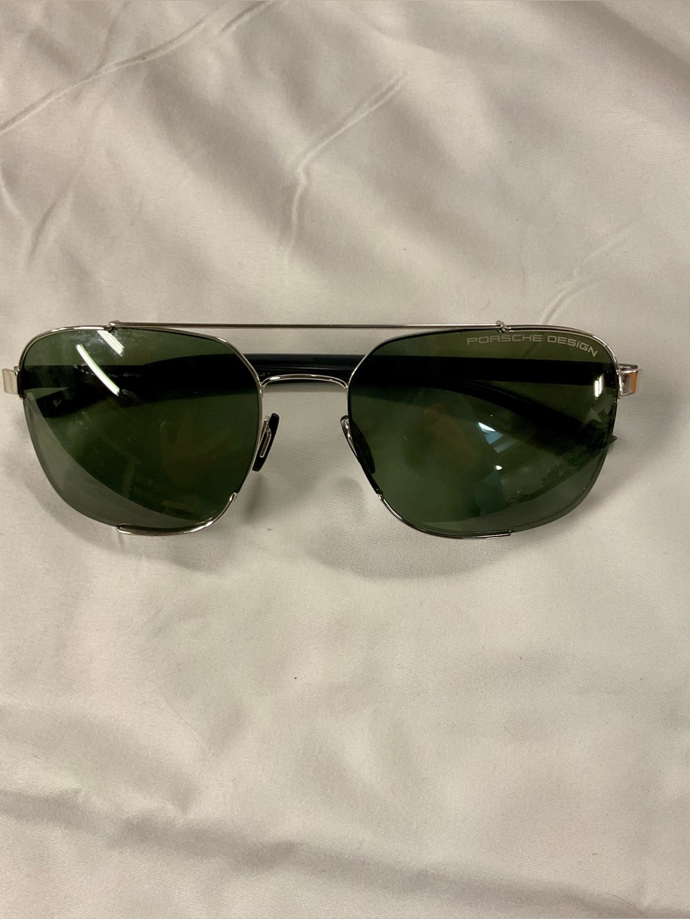 Porsche Mens Design P8922 Sunglasses Modern Pilot Style Double Bridge Green